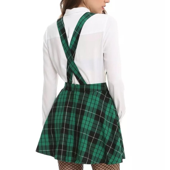 Hot Topic Harry Potter Slytherin Green Plaid Suspender Dress // Skirt Sz XL - Picture 9 of 16